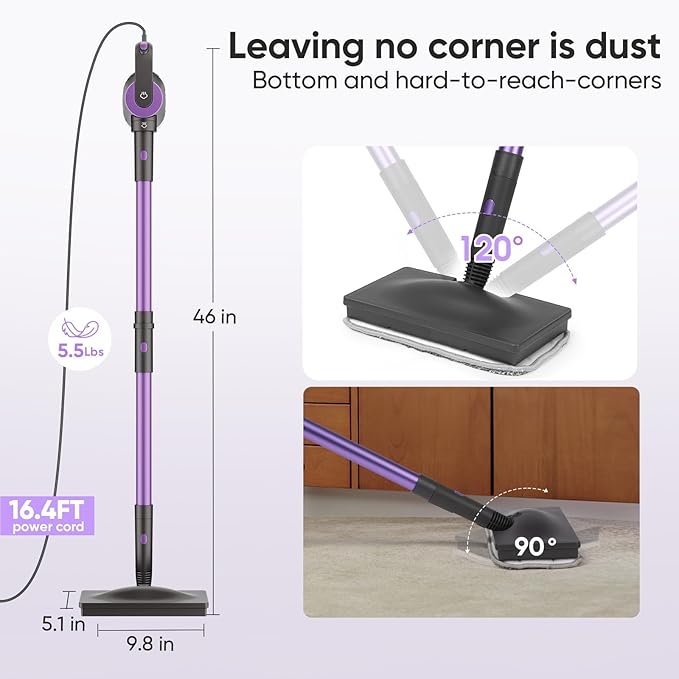 Steam Mop Cleaner for Hardwood Floor Cleaning, Hands-free Steamer Cleaner Handheld with 9-in-1 Multi-purpose Attachments for Bathroom, Windows, Sofas, Clothes, Tiles Grout (Purple-Grey)