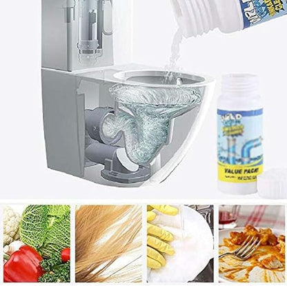 Powerful Sink & Drain Cleaner Powder | Quick Foaming Pipe Unclog Agent For Kitchen Bathroom Toilet Pipes (2pcs)