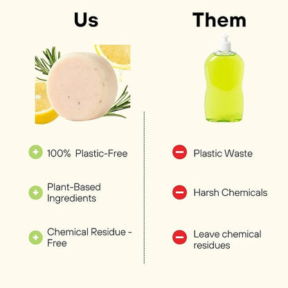 BeEcoful Zero Waste Natural Dish Soap Bar (Pack of 3) - Vegan Dishwashing Block, Eco-friendly with Plastic-Free Packaging, Sustainable Organic Ingredients