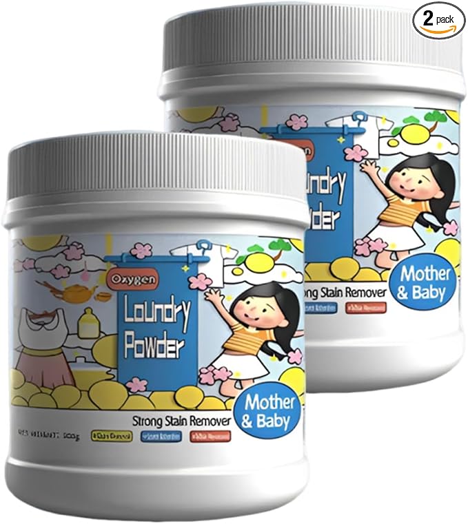 Hyper Concentrated Strong Stain Remover Powder, 16.67 Fl Oz Oxygen Laundry Powder, Stain Remover For Clothes Laundry, Safe On Everyday Fabrics Removes Milk Sweat Oil Fruit Stains (2pcs)