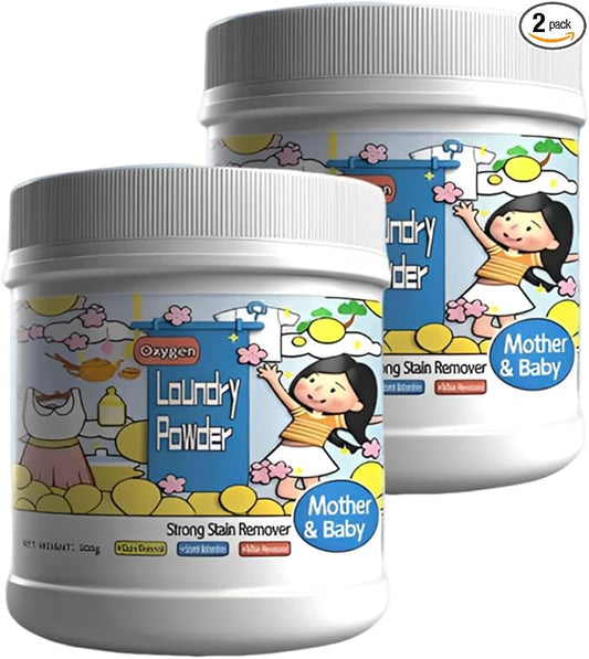 Hyper Concentrated Strong Stain Remover Powder, 16.67 Fl Oz Oxygen Laundry Powder, Stain Remover For Clothes Laundry, Safe On Everyday Fabrics Removes Milk Sweat Oil Fruit Stains (2pcs)