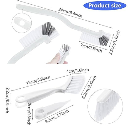 Patelai 4 Pieces Cleaning Brush Sets Small Scrub Brush Household Use for Cleaning Bottle Sink Kitchen Sink Corner Dish Edge Grout Bathroom Sliding Door Window Track(White)