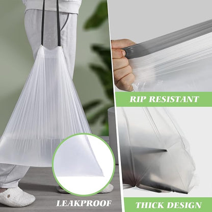 1.3 Gallon 100 Counts (fit 1.3-1.5 Gal) Mini Drawstring Trash Bags Garbage Bags by RayPard, 4-5L Small Plastic Trash Can Liner fit 1,1.2-1.5 Gal Waste Basket for Home Office Kitchen Bathroom, White