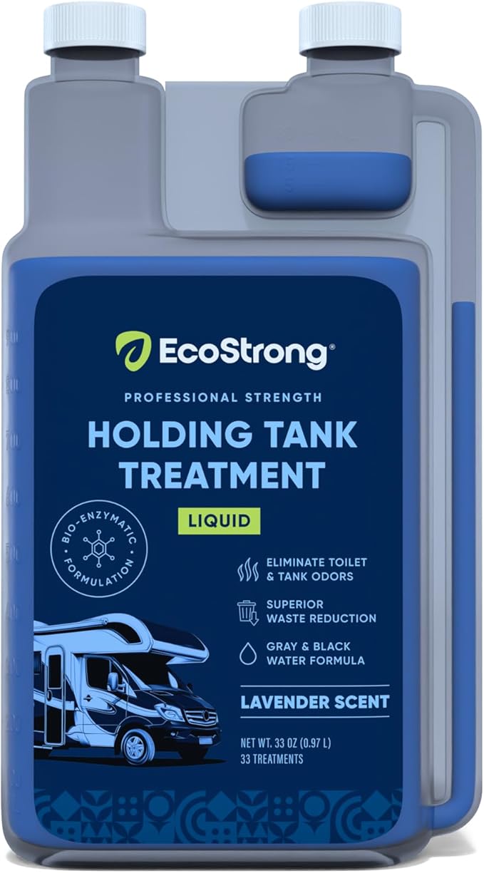 Eco Strong RV Toilet Treatment | RV Black Tank Treatment | RV Holding Tank Digestor, Odor Eliminator, and Cleaner | Perfect for Campers, RVs, Boats, 33 Treatments, Lavender
