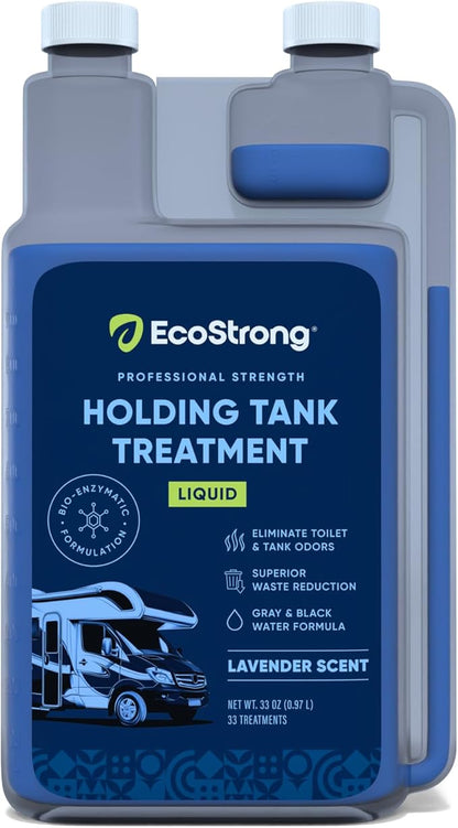 Eco Strong RV Toilet Treatment | RV Black Tank Treatment | RV Holding Tank Digestor, Odor Eliminator, and Cleaner | Perfect for Campers, RVs, Boats, 33 Treatments, Lavender