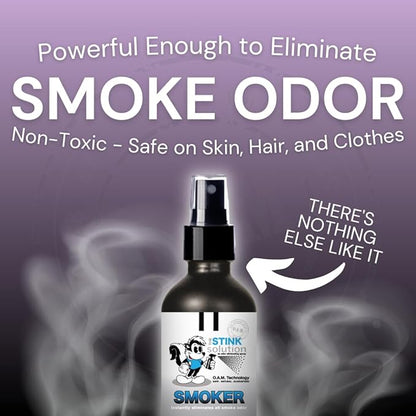The Stink Solution Smoke Odor Eliminator Spray - Completely Remove Smoke Smell From House, Car, Clothes, Hands, Hair, & More - Best Odor Eliminator For Smoke - Bamboo Teak Fragrance - 2 16 oz Bottles