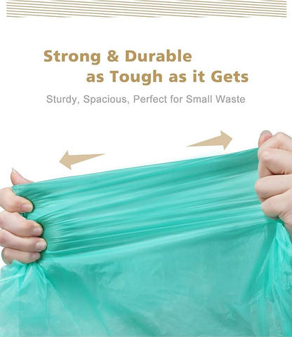 AYOTEE Compostable Trash Bags 4 Gallon Drawstring Trash Bags,100 Counts Ultra Strong Unscented Garbage Bag Small TrashBags Waste Basket Liners for Bathroom, Kitchen, Car, Pet