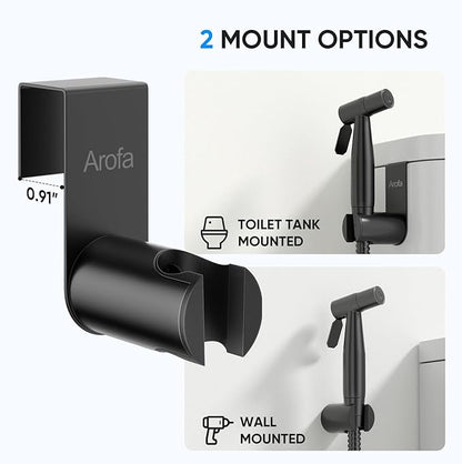Arofa Handheld Toilet Bidet Sprayer for Toilet-Adjustable Water Pressure Control with Bidet Hose for Feminine Wash, Stainless Steel Brushed Nickel Bidet Faucet Cloth Diaper for Baby Wash, Black,2 Pack