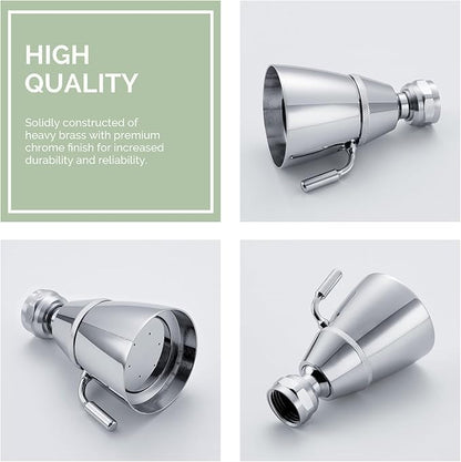 Angle Simple High Flow Shower Head, Brass Swivel Joint Adjustable Shower Sprayer, G 1/2, Chrome
