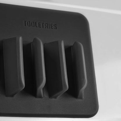 TOOLETRIES The George Toothbrush Holder - Silicone Toiletry Organizer, Shower & Bathroom Accessory - Features Silicone-Grip Technology, Removable & Reusable - Charcoal