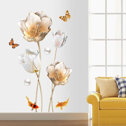 3D Wall Stickers DIY Flower Wall Decal Removable Waterproof Wall Art Decor for Bedroom Living Room Offices Home Decoration (Tulip)