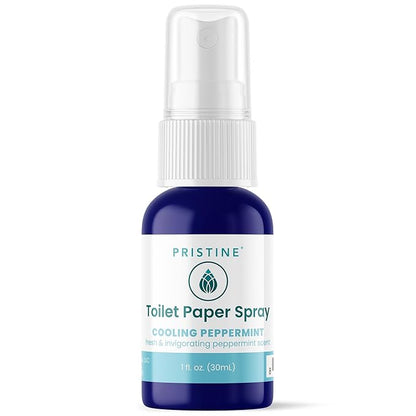 PRISTINE Toilet Paper Spray, As Seen on Shark Tank, Flushable Wipe Alternative, Personal Cleansing Bathroom Spray for Regular Toilet Tissue, Bidet Alternative, Made in USA, Cooling Peppermint, 1oz