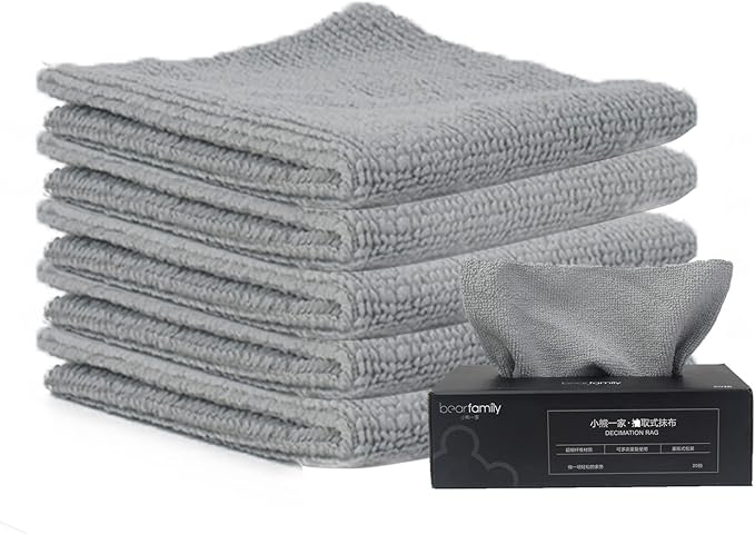 Microfiber Cleaning Cloth Grey-20Pcs (8x8 in) All-Purpose Microfiber Towels，Scratch Proof & Lint Free Cloth