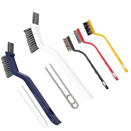 5 Pieces Cleaning Brush Set,Toilet Floor Brush Bathroom Tiles No Dead Corners Hard Bristles Floor Crevice Brush Kitchen Cleaning Metal Brass/Stainless Steel/Nylon Brushes (White Blue+3 Mixed Color)