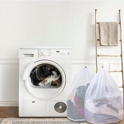 Mesh Laundry Bags with Adjustable Single Shoulder Straps 24" x 32" Sturdy Nylon Material Laundry Liners with Drawstring Closure for College, Dorm and Apartment(6PCS-XXLarge)