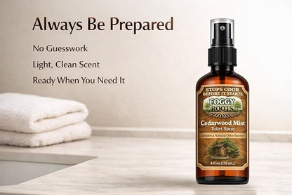 Cedarwood Pre-Poop Toilet Spray – Stops Odor Before It Starts, Bathroom Odor Eliminator for Toilet, 4 oz (200+ Uses) Travel, Home & Work