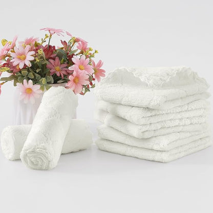 Homaxy 12 Pack Kitchen Dish Cloths (10 x 10 Inches, White), Super Soft and Absorbent Coral Velvet Dish Towels, Nonstick Oil Fast Drying Microfiber Cleaning Cloth, No Lint Household Dishcloths