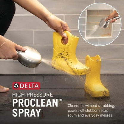 Delta 5-Setting HydroRain 2-in-1 Dual Shower Head with ProClean Spray, Matte Black High Pressure Shower Head with Handheld Spray, 1.75 GPM Flow Rate, Matte Black 75419BL