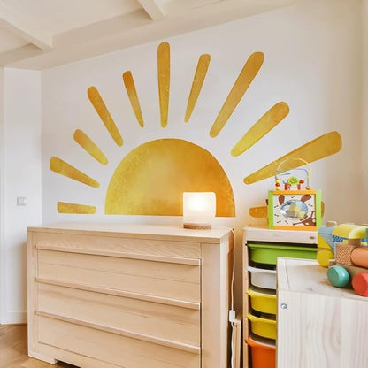 Wall Stickers Decals Kids Peel and Stick Removable for Nursery Kids Bedroom Living Room décor Boys Playroom (Golden Sun)