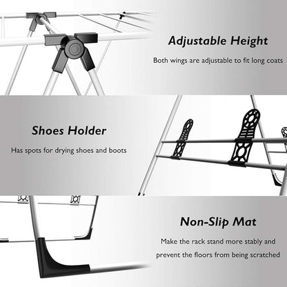 DORTALA Foldable Drying Rack, Laundry Clothes Storage, Portable Folding Dryer, Heavy Duty Clothes Hanger, Clothes Drying Rack, Lightweight and Stable Stainless Steel Clothes Dryer, for anUse
