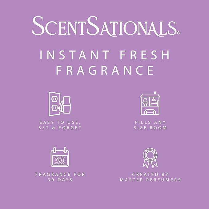 ScentSationals Lilac Blossoms Fragrance Oil Plug In Air Freshener Refills 3-Pack - Works with Scentsationals Wall Plugs, Long-Lasting Home Fragrance, 0.8 fl oz Each, Packaging May Vary