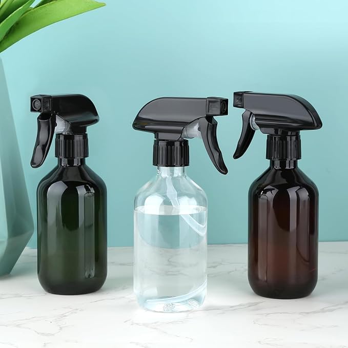 Arkeiliy 2-Pack Leakproof Spray Bottles (300ml/10oz) - Adjustable Nozzle for Fine Mist & Jet Stream | Premium Refillable Plastic Bottles for Hair Styling, Plant Misting, Cleaning Solutions (Green)