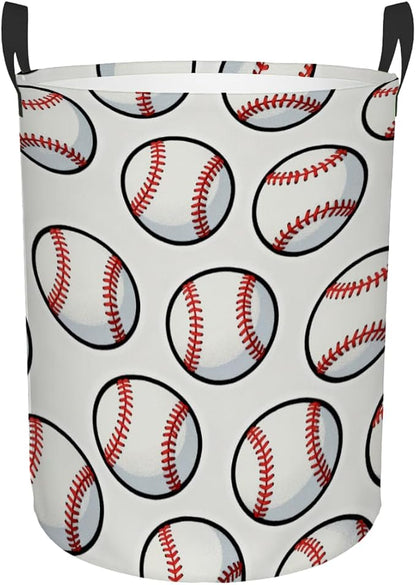 Kids Laundry Hamper Basket - Large Nursery Baby Hamper with Handle for Boys Girls Collapsible Clothes Baskets Organizer Toy Storage Bin Room Decor(Baseball)