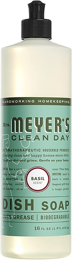 Mrs. MEYER'S Liquid Dish Soap 6 Scent Bundle, 1 Lemon Verbena, 1 Lavender, 1 Basil, 1 Honeysuckle, 1 Peony, 1 Rosemary, 16 FL OZ Each (Variety Pack)