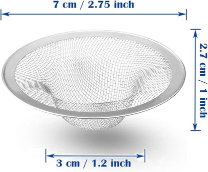 40 pcs Heavy Duty Stainless Steel Slop Basket Filter Trap, 2.75" Top / 1" Mesh Metal Sink Strainer,Perfect for Kitchen Sink/Bathroom Bathtub Wash Basin Floor Drain Balcony Drain Hole RV Sink