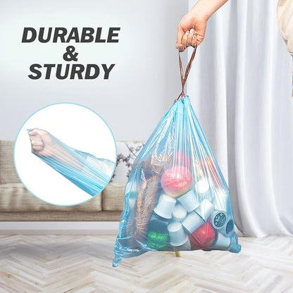 JOYEUX 4 Gallon Small Trash Bags, No-Tearing Drawstring Garbage Bags for Bathroom Kitchen, Beachside Breeze Scent, 60 Count