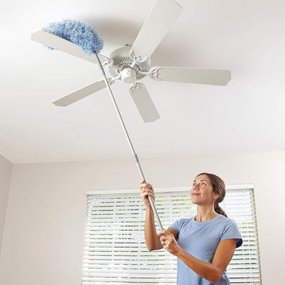 O-Cedar Dual-Action Microfiber Duster w/Telescopic Handle, 3 Piece Set, White, Blue (Pack of 2)