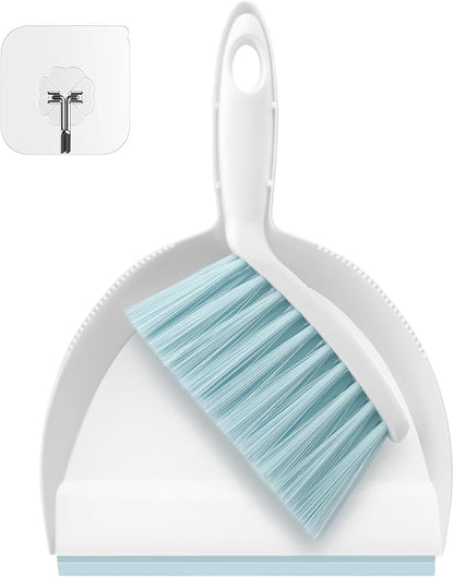 NACENA Handheld Dustpan and Broom Set – Mini Compact Brush Combo for Desktop, Sofa, Car & Kitchen Crumbs Small Cleaning Tool with Stiff Bristles, Blue
