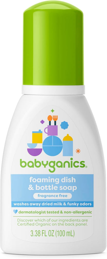 BabyGanics Foaming Dish and Bottle Soap, Fragrance Free, 3.38 Ounce