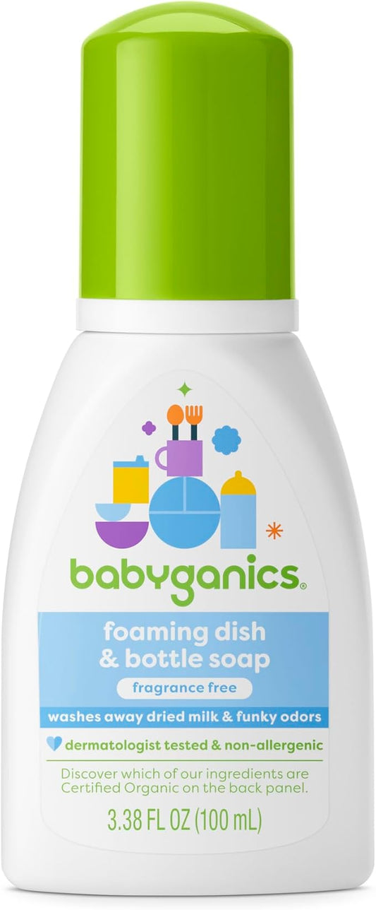 BabyGanics Foaming Dish and Bottle Soap, Fragrance Free, 3.38 Ounce