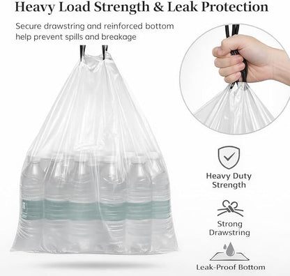 30 Gallon Drawstring Trash Bags, 50 Count, 1.3 Mil Extra Strong White Large Garbage Bags, Unscented Trash Liners for Kitchen, Office & Everyday Yard Cleanup, Fits 100-115L Cans