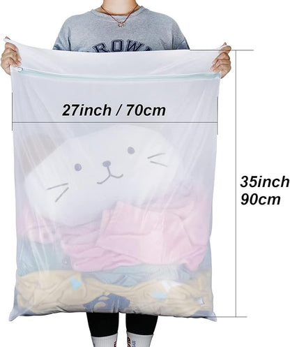 Large Mesh Laundry Bags, 2 Pack 35 in x 27 in Washable Fine Net Washing Machine Bags for Delicates, Blankets, Comforters, Bedding, Clothing, Toys, Pet Items