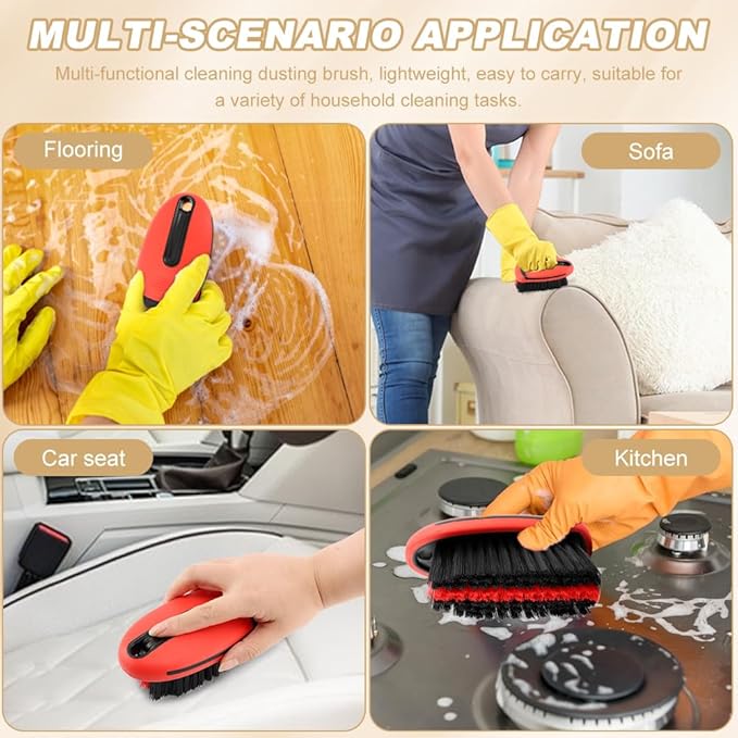 Carpet Brush, Scrub Brush Carpet Scrubber Stiff Bristle Detailing Scrub Brushes, Carpet Cleaning Brush, Cleaning Brush Interior Leather Brushfor Car and Home(Color:Red)