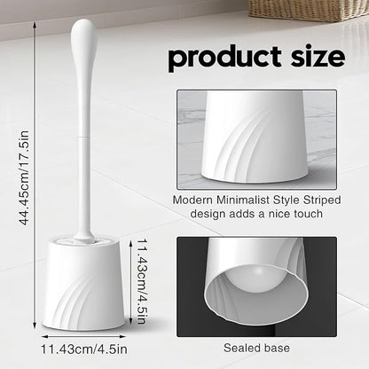 2 Pack Toilet Brush and Holder Set, Toilet Bowl Brush with Non-Slip Handle for Deep Cleaning, Nylon Bristles, Bathroom Accessories White