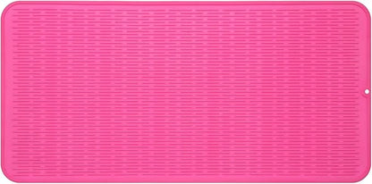 MicoYang Silicone Dish Drying Mat for Multiple Usage,Easy clean,Eco-friendly,Heat-resistant Silicone Mat for Kitchen Counter or Sink,Refrigerator or Drawer Liner Rose 5XL 36inches x 18inches
