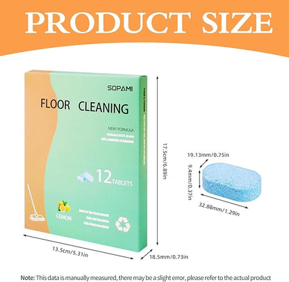 SOPAMI 24pcs Floor Cleaning Solution Tablet Deep Cleans for Multiple Hard Floors, Tile and Vinyl Floors，Suitable With All Robot Vacuums with Mopping and Cordless Wet/Dry Vacuum Mop Cleaner lemon Scent