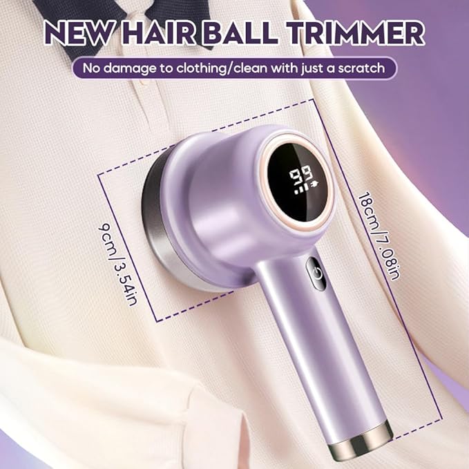 Rechargeable Fabric Shaver, 2025 New Electric Lint Remover Shaver 3 Modes Lint Remover for Clothes 6-Blade, 3-Speed Defuzzer Remove Fuzz, Pills for Clothes, Upholstery, Furniture (Purple)