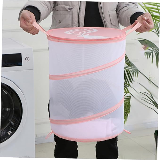 Zerodeko Foldable Mesh Laundry Hamper with Handles Space-saving Large Clothes Basket for Stuffed Animals Storage Portable Organizer for Dorm Apartment and Utility Use