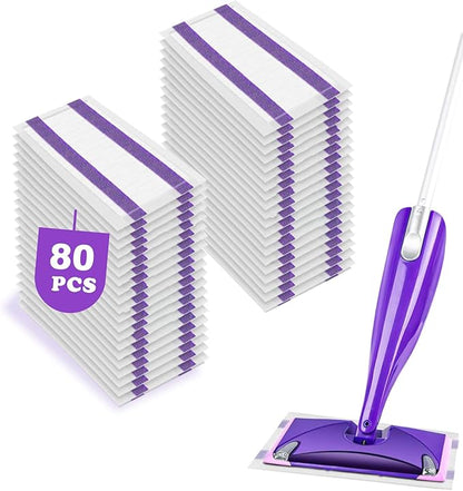 80 Pack Wet Jet Pads for Swiffer Wet Jet Spray Mop - Disposable Wet Jet Refills for All-Purpose Multi-Surface Hardwood Floor Cleaning, 4 Layers Thickened & Durable | Heavy-Duty Absorbent