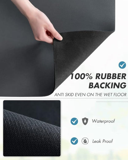 AMOAMI-Coffee Mat Hide Stain Rubber Backed Absorbent Dish Drying Mat for Kitchen Counter-Fit Under Coffee Bar Accessories Maker Machine Pot Espresso Machine Dish Rack
