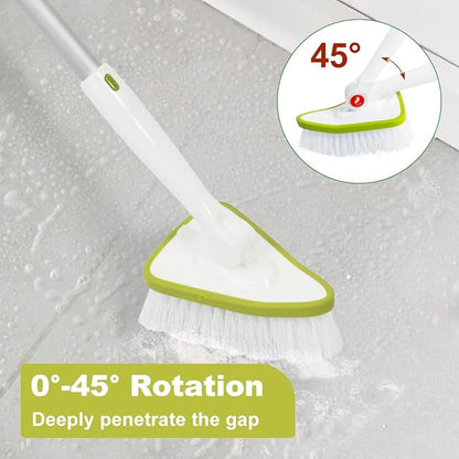 CQT 2 in 1 Bathroom Cleaning Brush with 48" Extendable Long Handle Detachable Scrub Brush with 2 Scrubber Heads and 2 Scouring Pad Head for Cleaning Bathtub Shower Bathroom Wall Bathtub Floor
