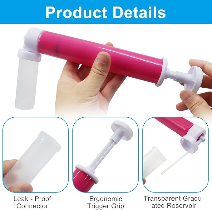 1 Kit Manual Cake Airbrush, Airbrush Pump Coloring Spray Gun 4 Pcs Tube, DIY Baking Tools Cake Decorating for Kitchen/Cakes Cupcakes Cookies and Desserts(Rose)