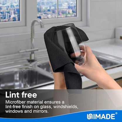 Microfiber Cleaning Cloth, 10 Pack Reusable Microfiber Towels for Cars Lint Free Cleaning Shop Towel Rags for Home Kitchen Automotive Bar Mechanic Restaurant Garage, 11.5"x 11.5", Black