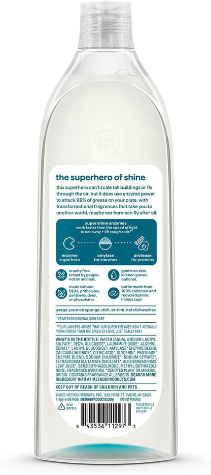 Method Super Shine Liquid Dish Soap, Powered by Enzymes, Dewy Daze Scented, 16 fl oz