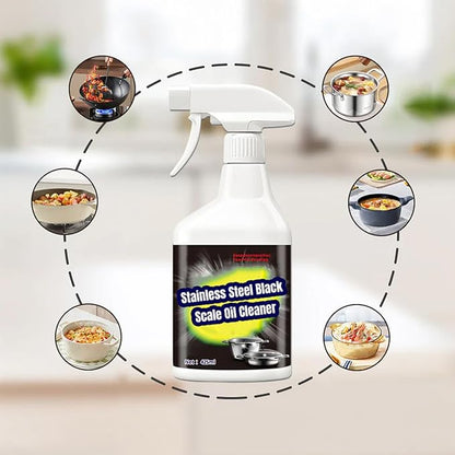 Stainless Steel Black Scale Oil Cleaner - Stainless Steel Pot and Pan and Sink Cleaner, Powerful Grease Remover, MultiPurpose Cleaner Spray for Cleaning Stoves, Pots, Pans, Hoods (1, 2 set)