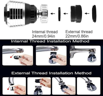2PCS 360 Degree Swivel Faucet Aerator Deluxe Water Saving Faucet Sprayer Water Saving Bubbler Pressurized Faucet Filter Kitchen Accessories (360 Degree, Count, 2)
